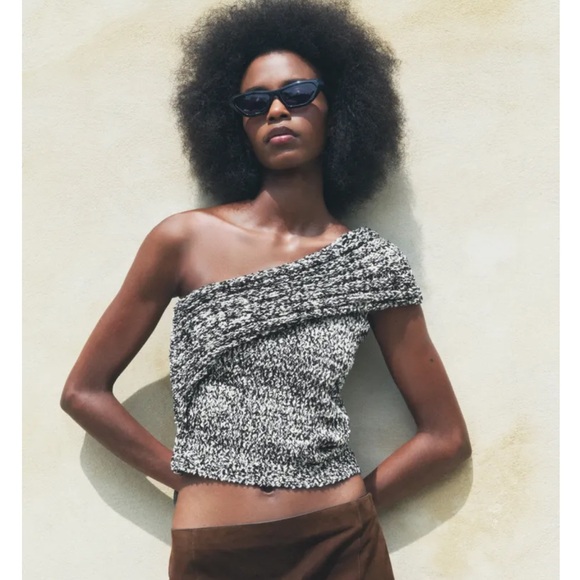 Zara Sweaters - Zara ASYMMETRIC KNIT TOP Size Large NWT